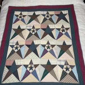 Patchwork Stars Quilt 55x46 Colorful Wall Hanging Vintage